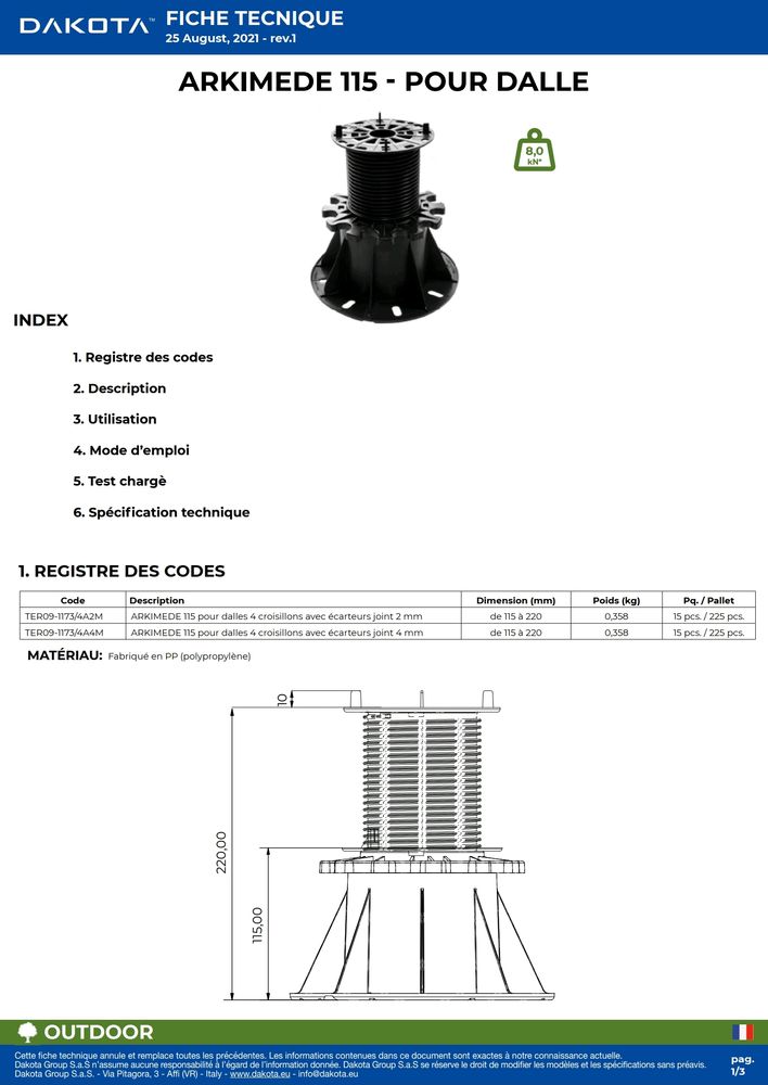 Pieds de plancher flottants / Plot pour dalle Arkimede 115 – Image 3