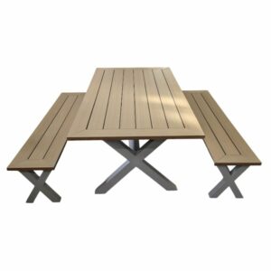 Table de cuisine (200x101cm) avec 2 bancs